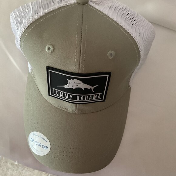 Tommy Bahama Mens Olive & White Mesh Trucker Hat With Marlin Logo Adjustable Fit - Picture 6 of 6